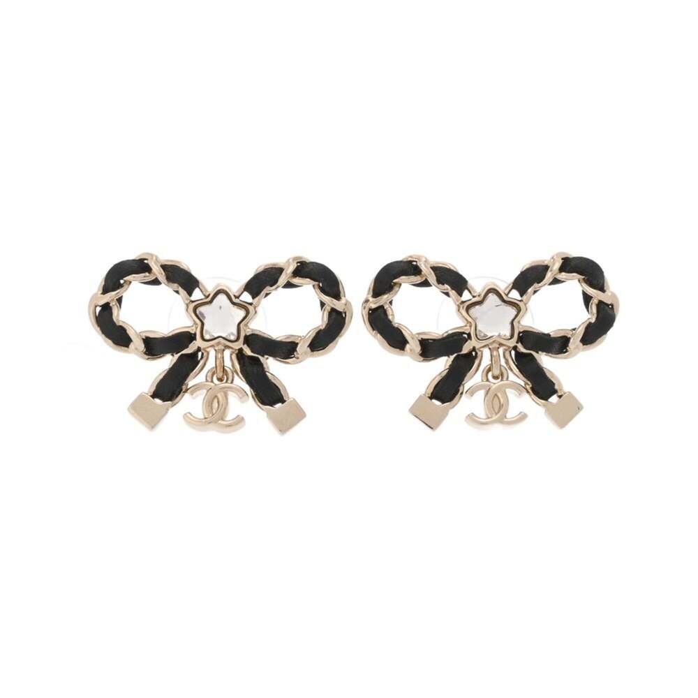 CHANEL Gold Leather Earrings - Picture 2 of 11